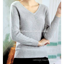 Popular V-neck 100% women knitted cashmere sweaters